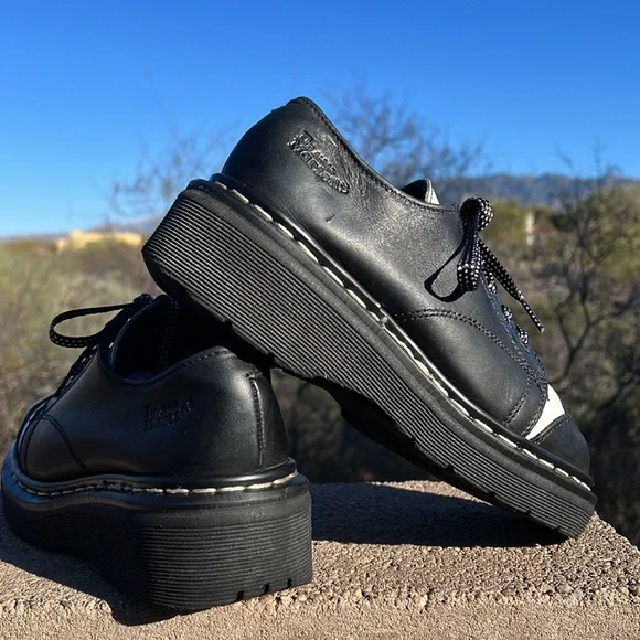 🏴Dr. Martens MIE Vintage Black & White Chunky Platform Oxfords UK 5 - Picture 12 of 17